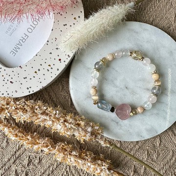 溫柔貔貅草莓超七愛心彈性手鍊