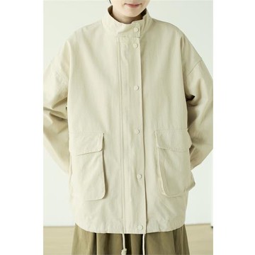 荃白 2025SS春季新款百搭上衣日系工裝感夾克寬松休閑立領外套C