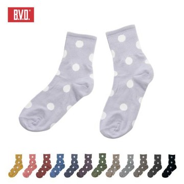 【BVD】1/2圓點直角女襪-淺紫(B556韓系穿搭襪/中筒/襪子)