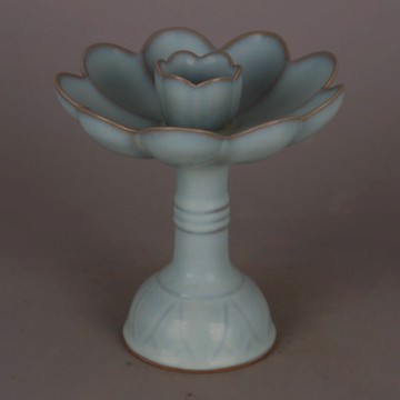 仿 宋汝窯天青釉蓮花燈 復古裝飾家居博古架擺件五大名窯收藏品