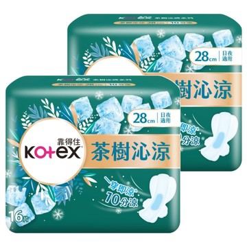Kotex 靠得住 茶樹沁涼棉 涼感衛生棉  28cm  16片  2包