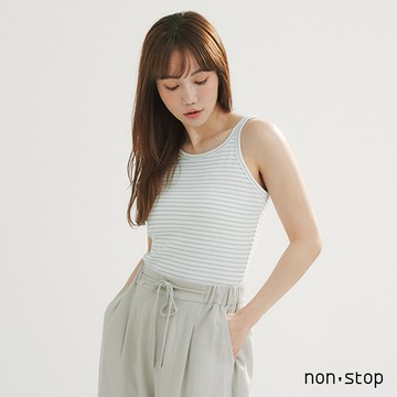 non-stop 日常百搭條紋削肩背心-2色