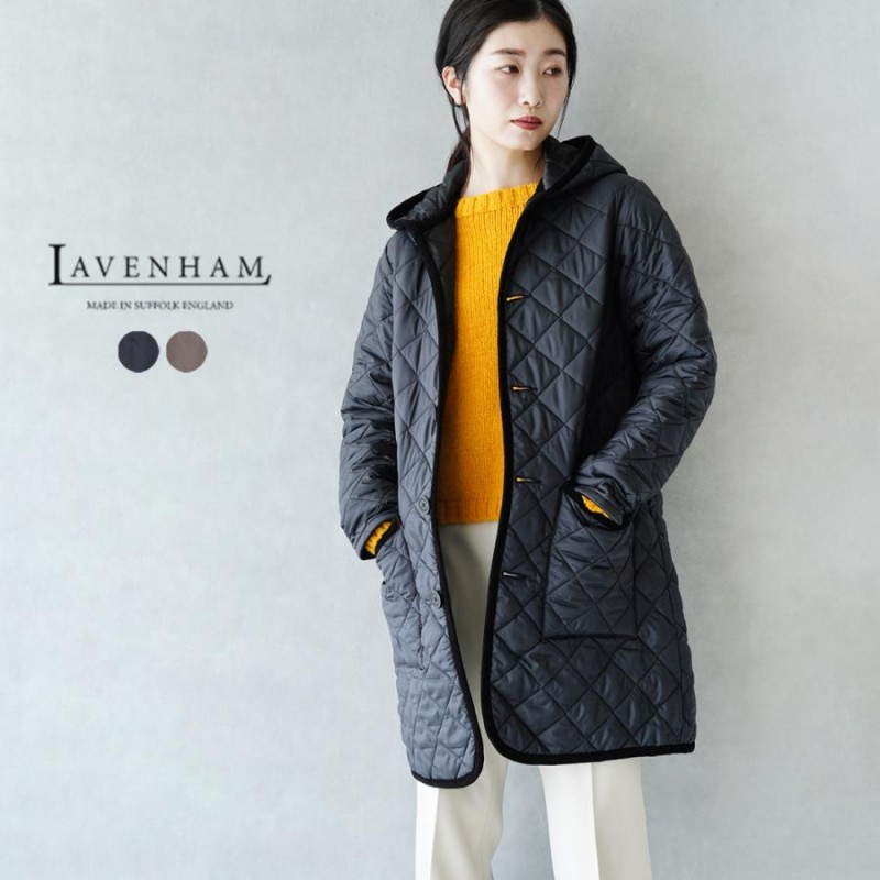 LAVENHAM RAMSEY FUR ファー付キルティング ミドル丈コート ジャケット