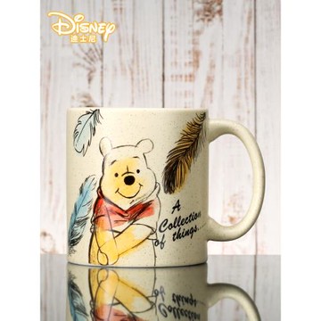 迪士尼水杯 正版小熊維尼陶瓷杯 可愛卡通牛奶杯大容量帶蓋馬克杯