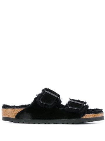 Birkenstock - Arizona buckled sliders - unisex - Leather/Leather/Rubber - 46 - Black