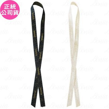 CHANEL 香奈兒 CHANEL金蔥字樣緞帶-奶茶底(100cm)+CHANEL金蔥字樣緞帶-藍底(100cm)(公司貨)