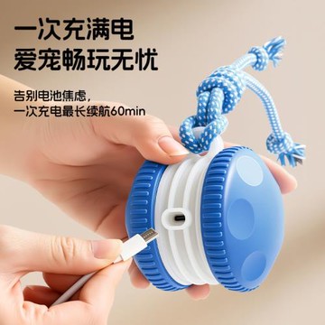 新款電動寵物塑料玩具球滾動球充電式貓狗玩具耐咬互動逗貓狗球