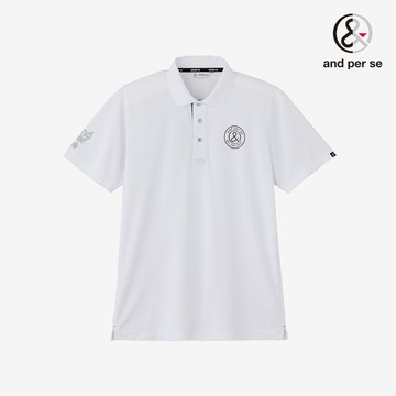 【and per se】男款白色彈性舒適吸汗速乾短袖POLO衫 DGX29706