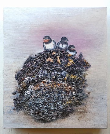 精緻手繪油畫  有巢  獨一無二