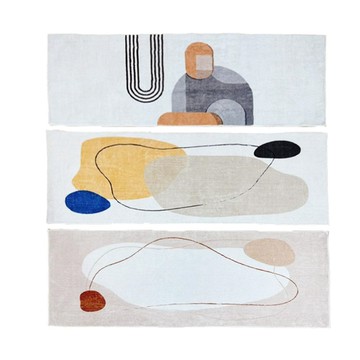 絨類地毯 【shop復古莫蘭迪幾何色塊仿羊絨地墊(60x160cm) 吸水地墊 地毯 羊羔絨地毯
