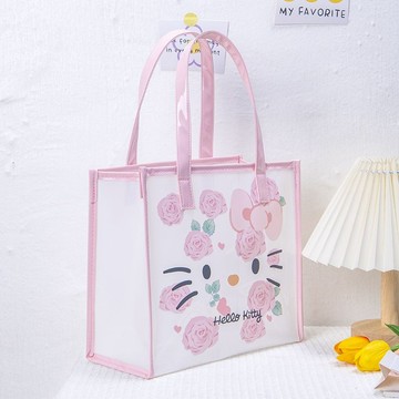 Kitty禮品袋🎀 透明pvc手提袋卡通Kitty貓單肩粉色少女大容量通勤媽咪兒童禮品袋