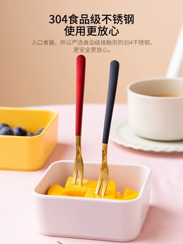 摩登主婦不銹鋼水果叉套裝ins歐式甜品小叉子家用網紅水果簽果插