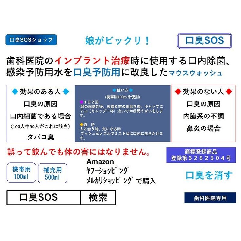 口臭ケア 口臭対策 口臭予防 口臭の原因 口臭を消す 口臭チェッカー 口臭サプリ 口臭 マウスウォッシュ 舌苔 【 口臭SOS 】 補充用500ml  | LINEブランドカタログ