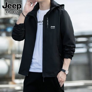 JEEP SPIRIT男士休閑外套春秋季潮牌上衣商務寬松連帽工裝夾克男