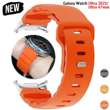 SAMSUNG 適用於三星 Galaxy Ultra 2025 2024 47 毫米智能手錶透氣錶帶手鍊的軟矽膠錶帶