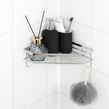 韓國【Spider Loc】智能黏貼式浴室轉角收納架