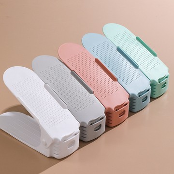 "手慢無⚡出租房神器 收納鞋架 雙層鞋托 簡易鞋架子 三檔可調節鞋架 塑料宿舍家用鞋子收納架 省空間鞋櫃