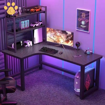 轉角電競桌 電腦桌 臺式 家用雙人書桌 書架 臥室拐角桌子辦公桌 游戲桌 ws7291