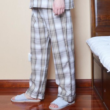 大碼睡褲男長褲夏季薄款寬松春秋梭織棉布家居褲格子單件空調褲