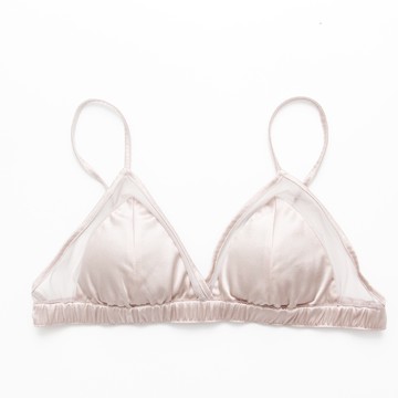 真絲舒適透氣速乾親膚軟濡滑爽性感法式三角杯內衣女士小胸薄款胸罩高級超薄內衣蕾絲夏 恭