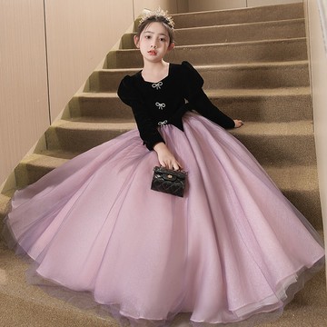【店鋪熱銷】女童主持人禮服春秋花童婚禮小女孩高端輕奢兒童鋼琴演奏演出服