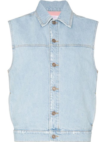 ERL - sleeveless denim jacket - women - Cotton/Cotton/Spandex/Elastane - L - Blue