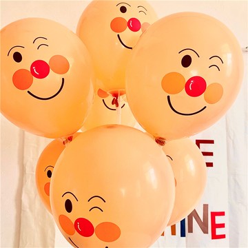 ins面包超人乳膠氣球生日卡通印花派對拍照道具寶寶百日裝飾