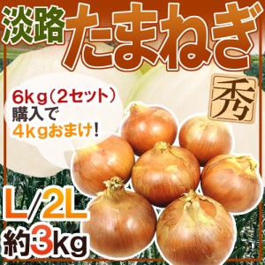 淡路島 ”たまねぎ” 秀品 L 2L 約3kg《2セット購入で4kgおまけ→10kgでお届け♪》 送料無料