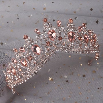 高端原創新款森系皇冠頭飾配飾結婚發飾品韓式新娘香檳金生日王冠