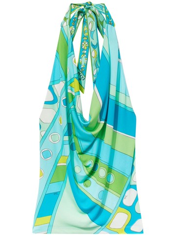 PUCCI - Vivara-print halterneck top - women - Nylon/Viscose - 44 - Blue