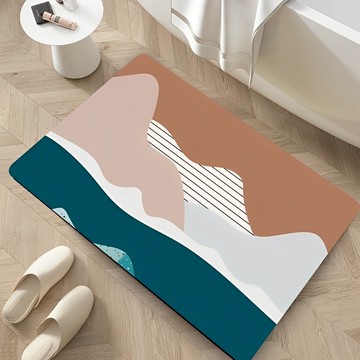 喬木居家 現代簡約浴室速乾地墊 方形  幾何圖形  1個  60 x 40cm