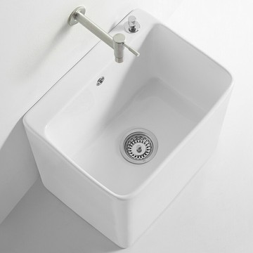 陽臺戶外洗拖把池家用衛生間陶瓷拖布墩布池落地式大小號槽池/拖把池/墩布池/水槽池/拖布池