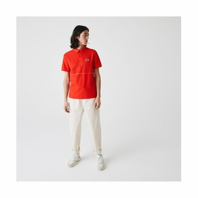 Lacoste ラコステ 切り替えピンボーダーオーガニックコットンポロシャツ 通販 Lineポイント最大get Lineショッピング