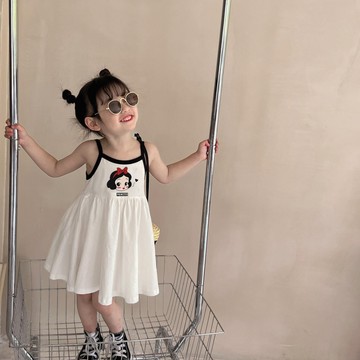 🎀biubiu童裝🎀女童吊帶連衣裙夏季寶寶洋氣背心裙赫本風韓字母印花運動休閑裙子