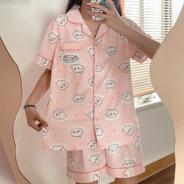 chiikawa睡衣女夏天短袖可愛學生卡通少女日系吉伊卡哇家居服套裝