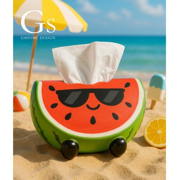 【含稅/免運】 可愛夏日西瓜紙巾盒高顏值陶瓷抽紙盒帶彈簧家用客廳茶幾餐桌臥室