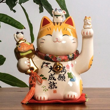 日本藥師窯滿願大成就招財貓擺件生日開業喬遷創意日式和風禮物