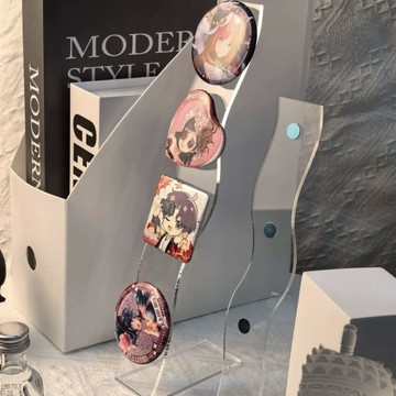 ❤️在臺好貨❤️爆款 亞克力 吧唧 展示架 波浪 多卡位 磁吸 可立 穀子 動漫 徽章 桌面 收納 擺件