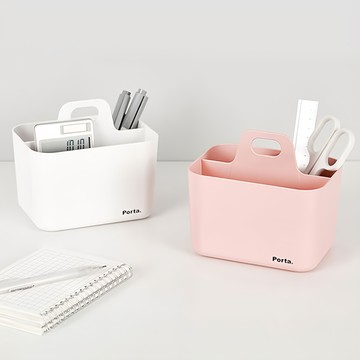 litem. 里特 Porta手提可堆疊整理盒 Set 2 北歐風簡約時尚設計 HIPS材質  粉紅色 + 白色  1組