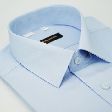 金安德森 藍色暗紋吸排窄版短袖襯衫