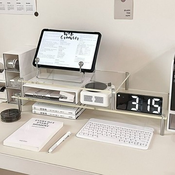 熒幕增高架 桌面增高架 螢幕架 電腦螢幕架 臺式電腦透明增高架辦公室工位桌面顯示器亞克力收納置物架