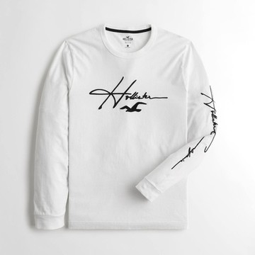 Hollister HCO 男性 長袖 T恤 白色 1871