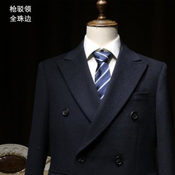 秋冬季雙排扣羊絨大衣男柴斯特槍駁領中長商務加厚外套賓霸羊毛呢