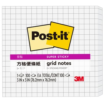 3M 白色方格狠黏便條紙