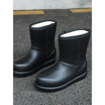 加絨棉雨鞋eva一體洗車廚房防水靴防滑保暖輕便工作鞋男女雪地靴