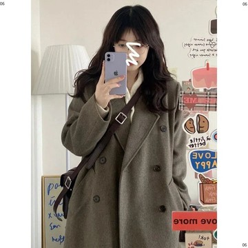 學生韓版寬鬆顯瘦甜美減齡文藝毛呢外套女冬季中長款加厚呢子大衣