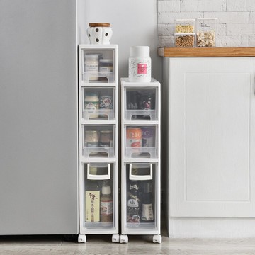 夾縫抽屜式收納柜塑料透明收納箱廚房衛生間16cm可移動夾縫置物架