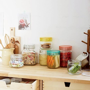 日本 ADERIA 日本進口抗菌密封寬口玻璃罐1000ML-4入組