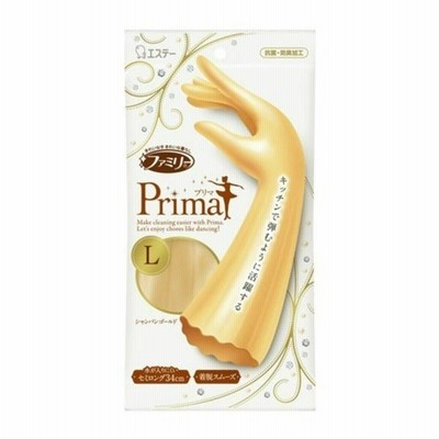 【定形外郵便】エステー ファミリー プリマ ビニール手袋 掃除 洗濯 食器洗い用 Lサイズ シャンパンゴールド 1双入 1個