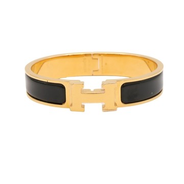 HERMES 愛馬仕 黑色琺瑯 金色鍍金 Clic H手環 【二手名牌BRAND OFF】